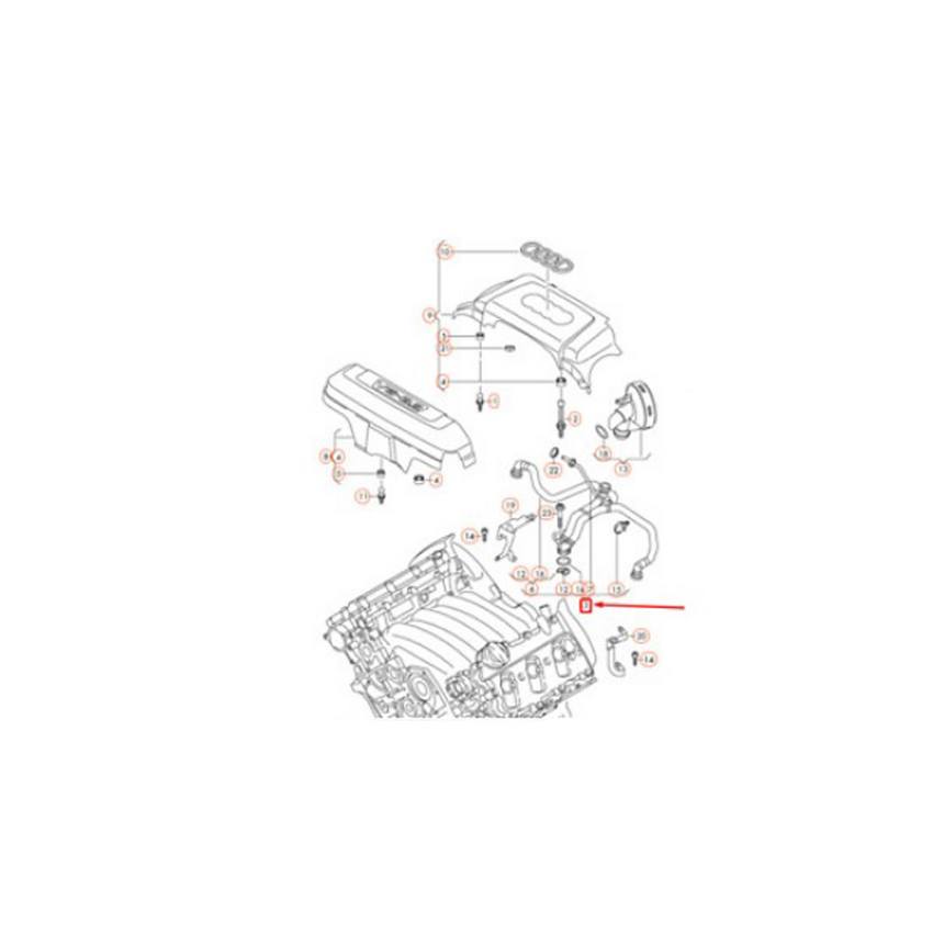 Audi Pressure Control Valve Hose Assembly (w/ out PCV Valve) 06E103217L